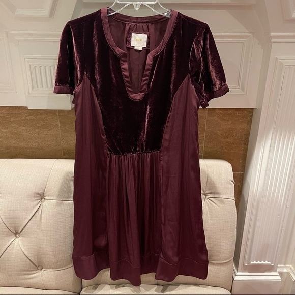 Anthropologie Dresses & Skirts - Anthropologie Maeve Women’s Small Ingrid Velvet Dress Burgundy
